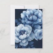 Elegant Navy Blue Floral Peony RSVP Karte (Rückseite)