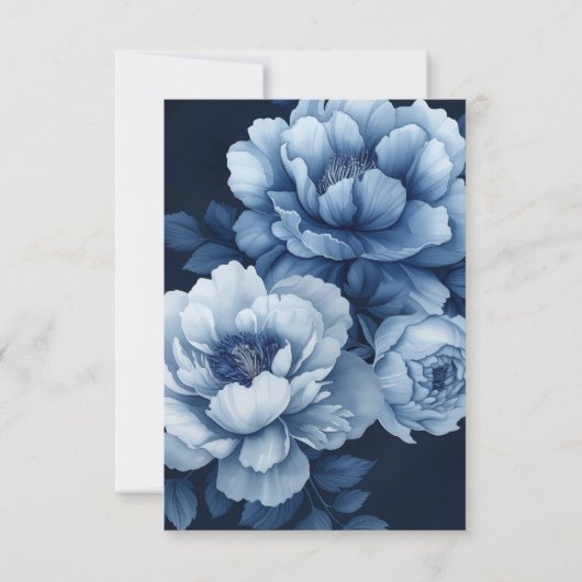 Elegant Navy Blue Floral Peony RSVP Karte (Rückseite)