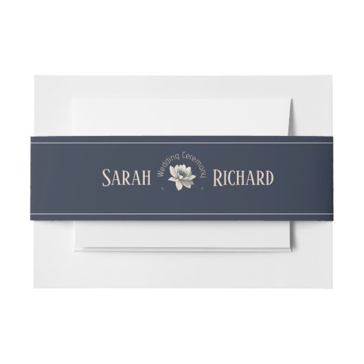 Elegant Navy Blue Floral Rustic Wildflower Wedding Einladungsbanderole (Vorderseite Beispiel)