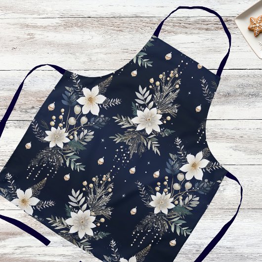 Elegant Navy Blue Floral Schürze