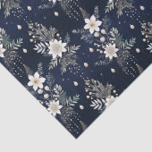 Elegant Navy Blue Floral Seidenpapier (Detail)