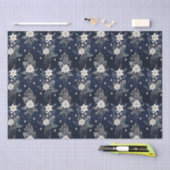 Elegant Navy Blue Floral Seidenpapier (Handwerk)