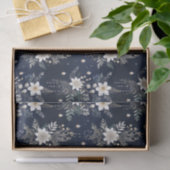 Elegant Navy Blue Floral Seidenpapier (Geschenk)