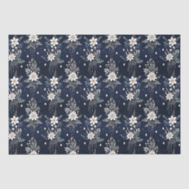 Elegant Navy Blue Floral Seidenpapier