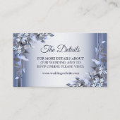 Elegant Navy Blue Floral Silver Wedding Detail Begleitkarte (Vorderseite)
