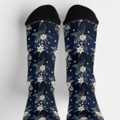 Elegant Navy Blue Floral Socken (Oben)