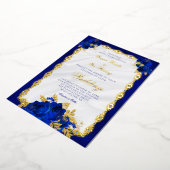 Elegant Navy Blue Floral Wedding Gold Folieneinladung (Gedreht)