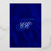 Elegant Navy Blue Floral Wedding Gold Folieneinladung (Rückseite)