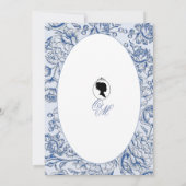 Elegant Navy Blue Flowers Bridgerton Wedding Einladung (Rückseite)