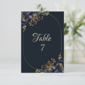 Elegant Navy Blue Flowers Einladung (Stehend Vorderseite)