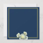 Elegant Navy Blue Foto Gold Script White Rose Save The Date (Rückseite)