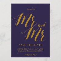Elegant Navy Blue Gay Wedding Speichern Sie das Da