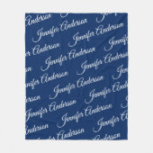 Elegant Navy Blue Gift Wiederholungsname Skript Fleecedecke (Vorderseite)