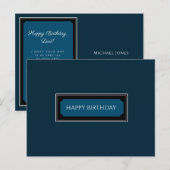Elegant Navy Blue "Glücklicher Geburtstag, Papa" Postkarte (Vorne/Hinten)