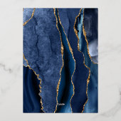 Elegant Navy Blue Gold Agate First Communation Folieneinladung (Rückseite)