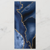 Elegant Navy Blue Gold Agate Marble Wedding Menükarte (Rückseite)
