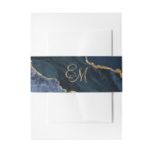 Elegant Navy Blue Gold Agate Monogram Wedding Einladungsbanderole (Vorderseite Beispiel)