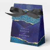 Elegant Navy Blue & Gold Agate Wedding Geschenkschachtel (Vorderseite)