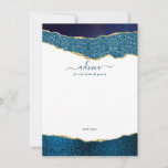 Elegant Navy Blue & Gold Agate Wedding Hinweiskarte<br><div class="desc">Feiern Sie stilvoll mit diesen modernen und trendigen Ratschlägen. Das Design verfügt über einen Aquarellblau und goldfarbenen Glitzer-Hintergrund mit passender handgeschriebenem Schriftart-Text. Diese Karten werden Ihren Gästen die Möglichkeit geben, eine Notiz zu schreiben, die Ihnen in den nächsten Jahren den behalt und das Lesen empfiehlt. Die Formulierung ist leicht zu...</div>