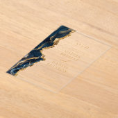 Elegant Navy Blue Gold Agate Wedding Monogram Acryleinladungen (Ablage )