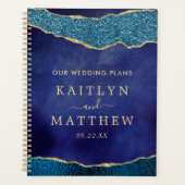 Elegant Navy Blue & Gold Agate Wedding Planer (Vorderseite)
