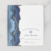 Elegant Navy Blue Gold Bar Mitzvah Platzkarte (Außenseite Aufgefaltet)