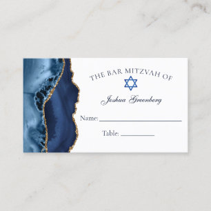 Elegant Navy Blue Gold Bar Mitzvah Platzkarte Visitenkarte