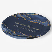Elegant Navy Blue & Gold Birthday Party Decoration Pappteller (Schrägansicht)