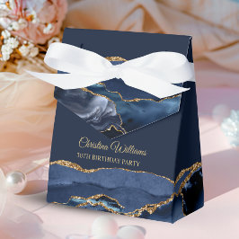 Elegant Navy Blue & Gold Birthday Party Thank you Geschenkschachtel