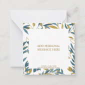 Elegant Navy Blue Gold Botanischer Chic "Danke. Mitteilungskarte (Rückseite)