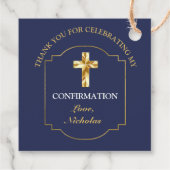 Elegant Navy Blue Gold Boys Bestätigung Vielen Dan Geschenkanhänger (Rückseite)