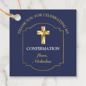 Elegant Navy Blue Gold Boys Bestätigung Vielen Dan Geschenkanhänger (Vorderseite)
