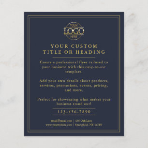 Elegant Navy Blue & Gold Business Logo Werbung Flyer