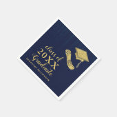 Elegant Navy Blue Gold Class 2023 Abschluss Serviette (Ecke)
