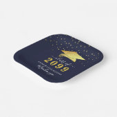 Elegant Navy Blue Gold Confetti Script Abschluss Pappteller (Gewinkelt)