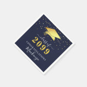 Elegant Navy Blue Gold Confetti Script Abschluss Serviette (Ecke)