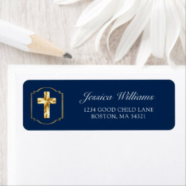 Elegant Navy Blue Gold Cross 1. Kommunaladresse