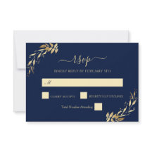 Elegant Navy Blue Gold Eucalyptus Foliage Wedding