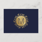Elegant Navy Blue Gold Floral Gift Registry Begleitkarte (Rückseite)