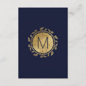 Elegant Navy Blue Gold Floral Wedding Info Begleitkarte (Rückseite)