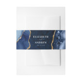 Elegant Navy Blue Gold Foil Agate Geode Wedding Einladungsbanderole (Vorderseite Beispiel)