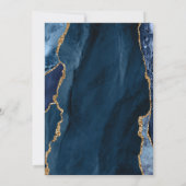 Elegant Navy Blue Gold Foil Agate Wedding Einladung (Rückseite)