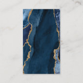 Elegant Navy Blue Gold Foil Agate Wedding Website Begleitkarte (Rückseite)