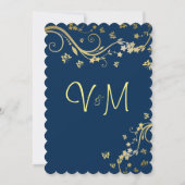 Elegant, Navy Blue, Gold Foil, Einladung zur Hochz (Rückseite)