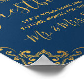 Elegant Navy Blue Gold Frame Wedding Gästebuch (Ecke)