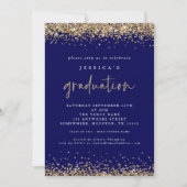 Elegant Navy Blue Gold Glitzer 2024 Abschluss Einladung (Vorderseite)