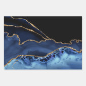 Elegant Navy Blue Gold Glitzer Marble Agate Geschenkpapier Set (Vorderseite 3)