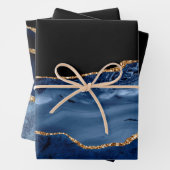 Elegant Navy Blue Gold Glitzer Marble Agate Geschenkpapier Set (Beispiel)