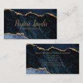 Elegant Navy Blue Gold Marmorhaar Makeup Visitenkarte (Vorne/Hinten)