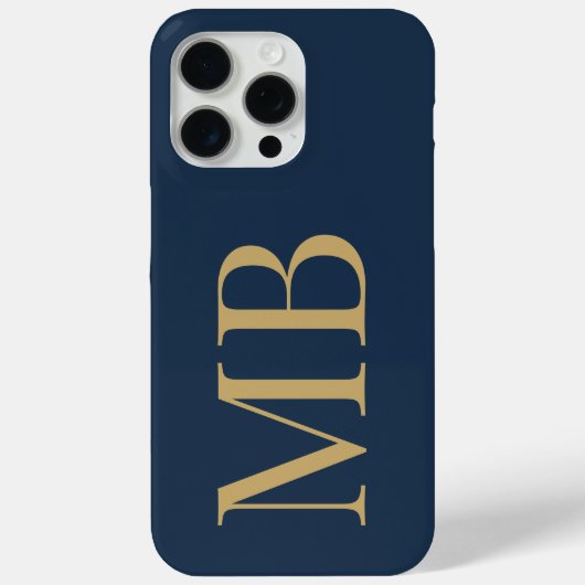 Elegant Navy Blue Gold Minimalistisch Initial Mono Case-Mate iPhone Hülle (Rückseite)